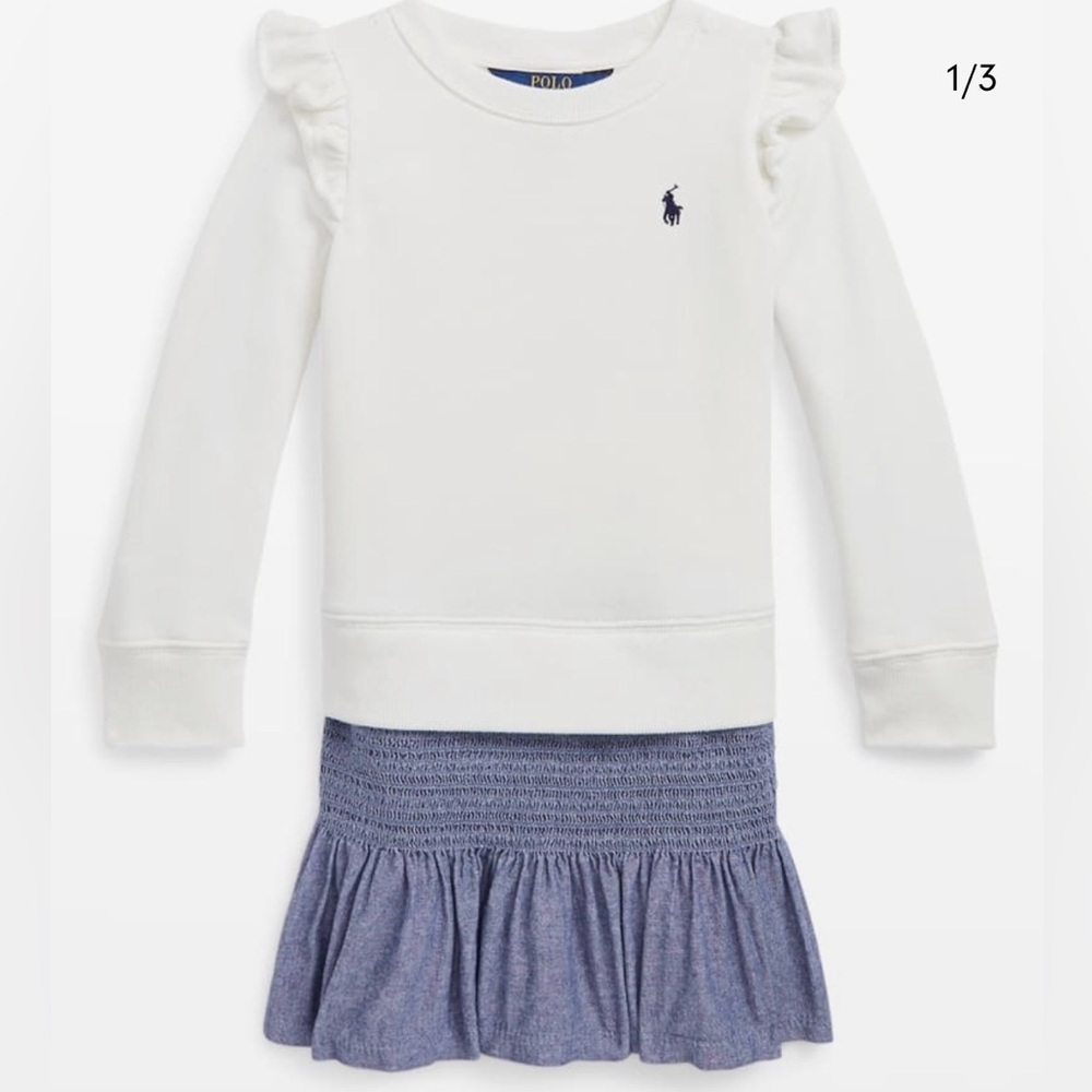 Ralph Lauren Childrenswear Girl’s Chambray & Fleece Sweatshirt Dress